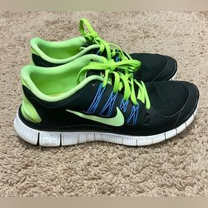 Nike Free Run 5.0 sneakers | women’s 7.5 | black, blue, neon green